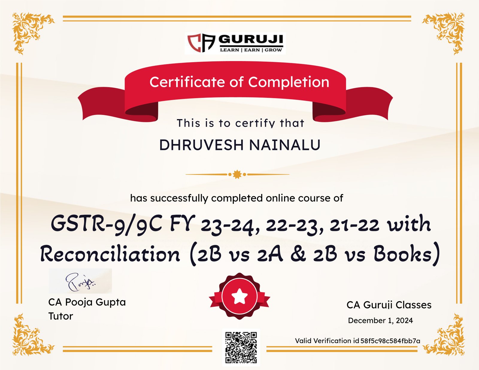 GSTR-9/9C (FY 24-25 and 23-24) with Reconciliation (2B vs 2A & 2B vs Books)